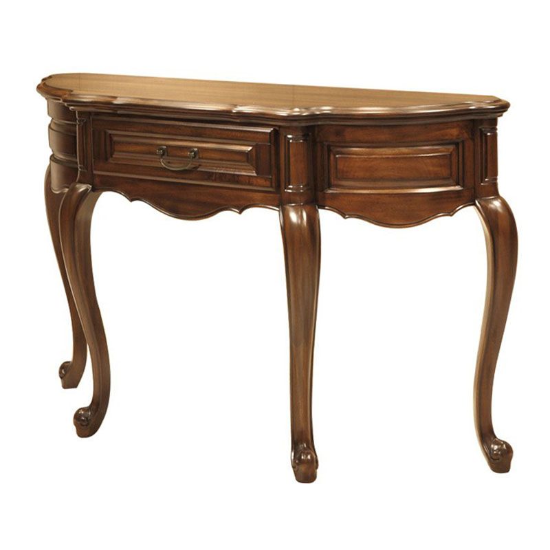 Free Form Shape Contemporary Console Table Brown Console Sofa Table for Hall