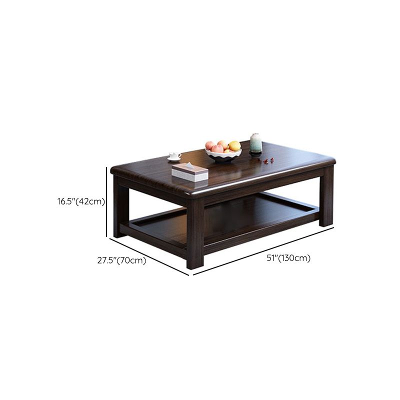 16"H Mid-Century Modern Coffee Cocktail Table with Storage Shelf