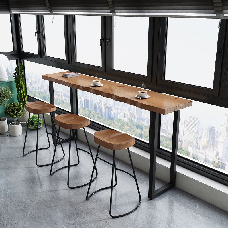 Solid Wood Brown Bar Height Pub Table Sled Modern Bar Height Cocktail Table Clearhalo 'Bar Furniture' 'Bar Tables' 'bar_tables' 'furn' 'furn_bar_tables' 'Furniture' 'furniture_bar_tables' 'Kitchen & Dining Furniture' 'kitchen&dining_furn' 'kitchen' 1200x1200_a5211658-b341-41ec-8165-3621460584ac