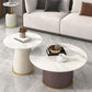 Pedestal 2 Piece Bunching Coffee Tables Glam Slate Top Cocktail Table Set