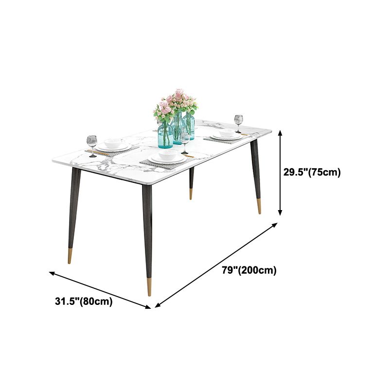 Sintered Stone White Dining Table Glam Style 4 Legs Table for Dining Room Clearhalo ' dining_table' 'Dining Tables & Seating' 'Dining Tables' 'furn' 'furn_dining_table' 'Furniture' 'furniture_dining_table' 'Kitchen & Dining Furniture' 'kitchen&dining_furn' 'kitchen' 'kitchen_dining_table' 1200x1200_a5254665-4874-412f-b3c9-ed07a65003dc