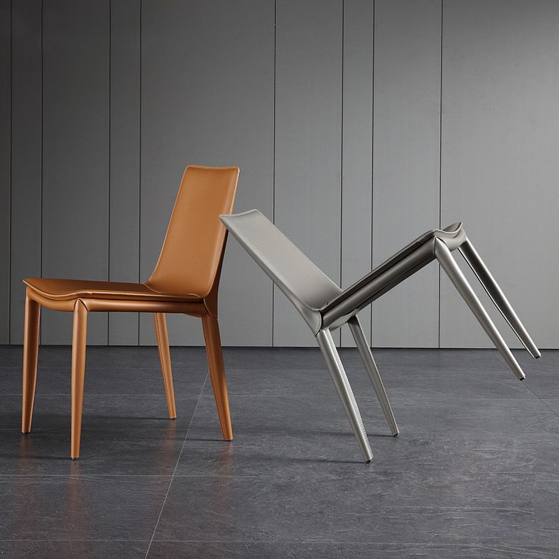 Faux Leather Modern Dining Room Chair Matte Finish Solid Back Dining Armless Chair Clearhalo 'Dining Chairs' 'Dining Tables & Seating' 'dining_chair' 'furn' 'furn_dining_chair' 'Furniture' 'furniture_dining_chair' 'Kitchen & Dining Furniture' 1200x1200_a5261fc9-c903-4317-ae3b-97f833faa2d1