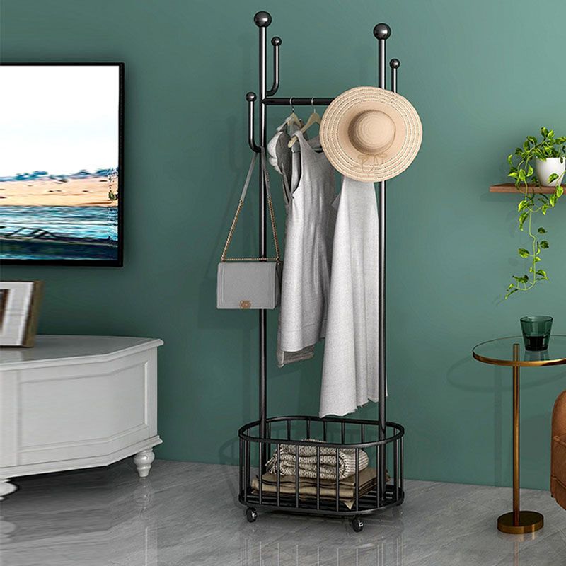 Moderne Metall -Eingangshalle Hall Tree Storage Bench Haken freistehende Kleiderbügel