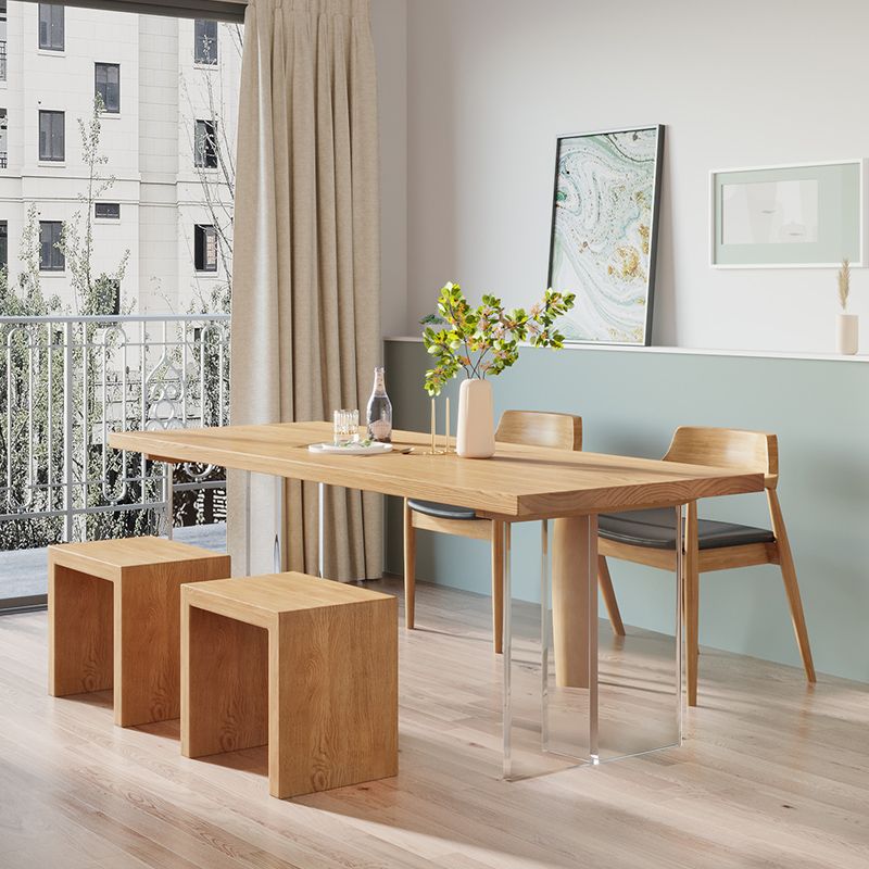 Modern Solid Wood Dinette Table Acrylic Base Dining Table for Living Room Clearhalo 'Dining Tables & Seating' 'Dining Tables' 'dining_table' 'furn' 'furn_dining_table' 'Furniture' 'furniture_dining_table' 'Kitchen & Dining Furniture' 1200x1200_a526b234-8d2a-4638-9e30-39102c7f331d