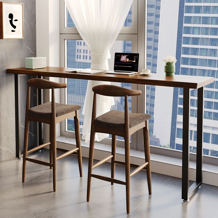 Modern Rectangle Wood Bar Table Metal Base for Milk Tea Shop Clearhalo 'Bar Furniture' 'Bar Tables' 'bar_tables' 'furn' 'furn_bar_tables' 'Furniture' 'Kitchen & Dining Furniture' 1200x1200_a527693c-c828-49c6-b8b1-70076207b0df