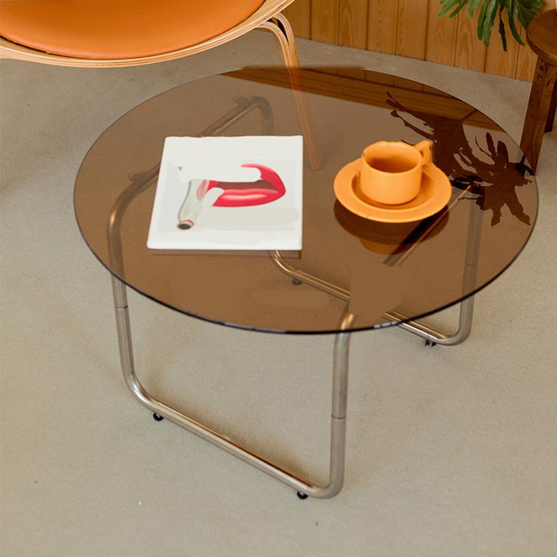Modern Glass Coffee Table Round Sled Coffee Table for Living Room Clearhalo 'Coffee & Accent Tables' 'Coffee Tables' 'coffee_tables' 'furn' 'furn_coffee_tables' 'Furniture' 'Living Room Furniture' 1200x1200_a52ab098-b05b-4429-9eb0-ce76e36e40bb