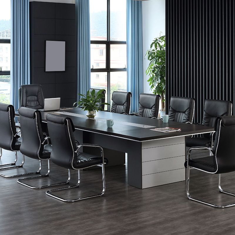 Chaise de bureau à armes fixes moderne sans roues chaise de bureau ergonomique en cuir