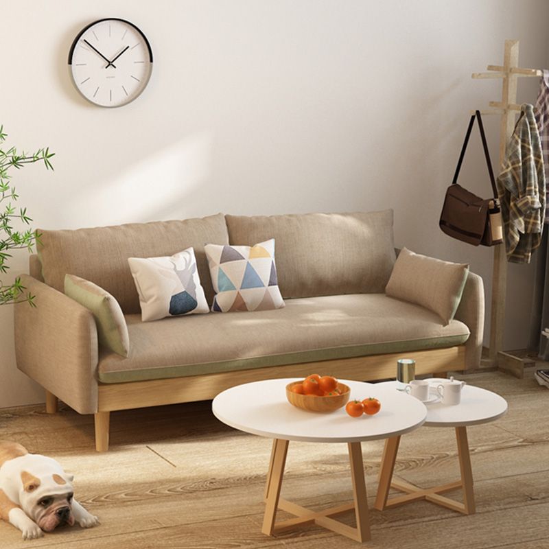 Loose Back 29.52" D x 29.92" H Sofa Slipcovered Wooden Linen Sofa Clearhalo 'furn' 'furn_sofas' 'Furniture' 'furniture_sofas' 'kitchen' 'kitchen_sofas' 'Living Room Furniture' 'Sofa' 'sofas' 1200x1200_a52c67f1-6193-4349-8ad2-b90d0c6c5d2e