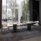 Modern Dining Set Stone 1/4/5/7 Pieces Dining Table with Leather Chairs for Indoor Clearhalo 'Dining Room Sets' 'Dining Tables & Seating' 'dining_room_set' 'furn' 'furn_dining_room_set' 'Furniture' 'Kitchen & Dining Furniture' 1200x1200_a52d2c8e-ea8b-4e59-addb-3db49c3f883a