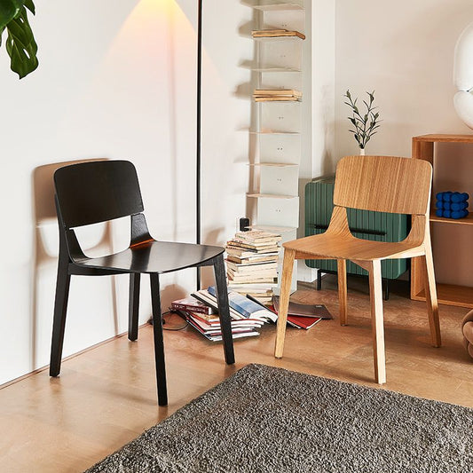 Solid Wood Side Chair Industrial Open Back Dining Chair for Home