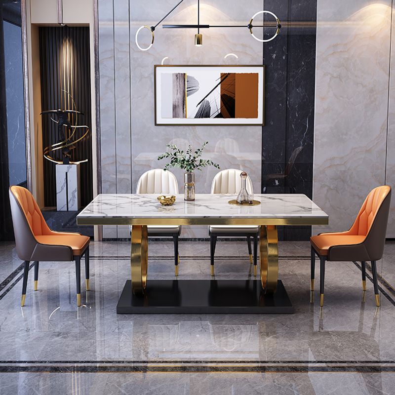 Luxury Marble Dining Table for Restaurant Rectangle Table With Gold Metal Pedestal Clearhalo ' dining_table' 'Dining Tables & Seating' 'Dining Tables' 'furn' 'furn_dining_table' 'Furniture' 'furniture_dining_table' 'Kitchen & Dining Furniture' 'kitchen&dining_furn' 'kitchen' 'kitchen_dining_table' 1200x1200_a52f17f3-1f75-408a-99aa-6e76860bd15d