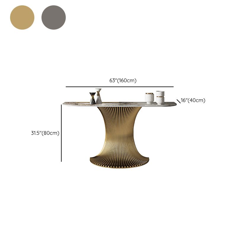 Half Moon Shape Contemporary Console Table in Gold/Silver Stone Console Sofa Table