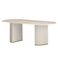 Modern Oval Dining Site Table Stone and Metal White Base Dinner Room Kitchen Table