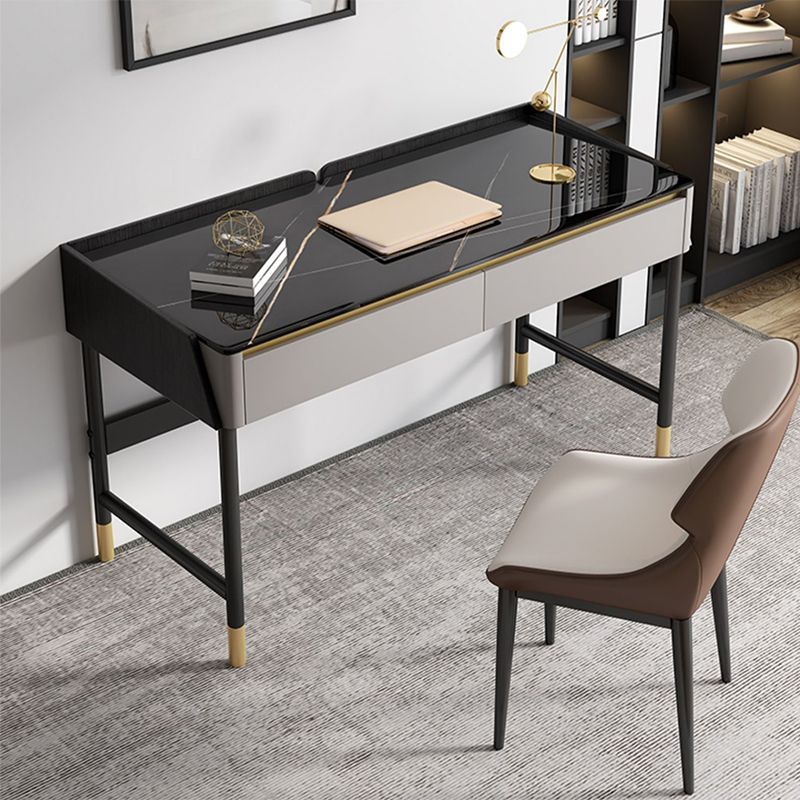 Glam Office Desk Antique Finish Computer Desk mit 2 Schubladen