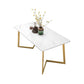 Glam White and Gold Dinette Set 1/2/5/7 Pieces Rectangle Stone Dining Table Set Clearhalo 'Dining Room Sets' 'Dining Tables & Seating' 'dining_room_set' 'furn' 'furn_dining_room_set' 'Furniture' 'Kitchen & Dining Furniture' 1200x1200_a5379c5d-65ad-41f8-bdb9-7aabae407956