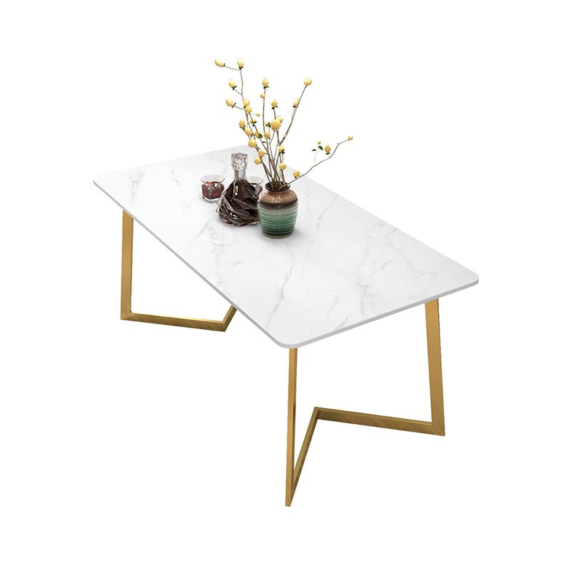 Glam White and Gold Dinette Set 1/2/5/7 Pieces Rectangle Stone Dining Table Set Clearhalo 'Dining Room Sets' 'Dining Tables & Seating' 'dining_room_set' 'furn' 'furn_dining_room_set' 'Furniture' 'Kitchen & Dining Furniture' 1200x1200_a5379c5d-65ad-41f8-bdb9-7aabae407956
