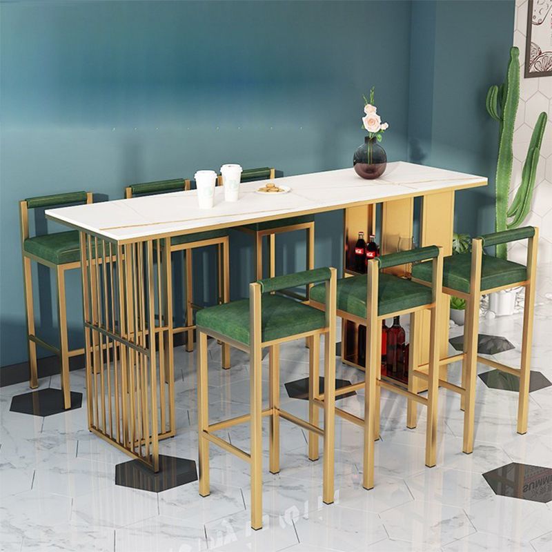 Tavolo da pranzo in pietra barla glam tavolo da bar rettangolo con doppio piedistallo per soggiorno