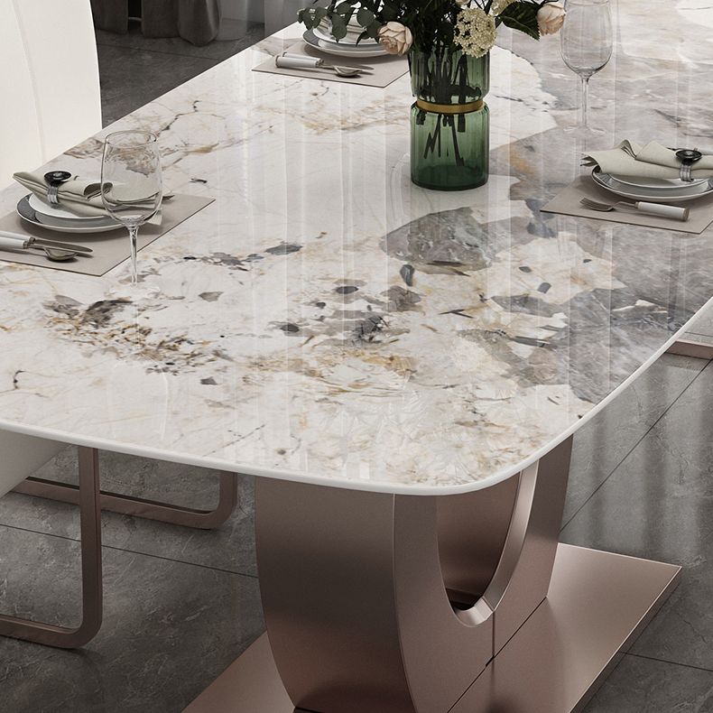 Luxury Sintered Stone Top Table Rectangle Indoor Table with Gold Metal Pedestal Clearhalo 'Dining Tables & Seating' 'Dining Tables' 'dining_table' 'furn' 'furn_dining_table' 'Furniture' 'furniture_dining_table' 'Kitchen & Dining Furniture' 'kitchen' 'kitchen_dining_table' 1200x1200_a538c079-8119-4809-bc24-ba76061cc0bb