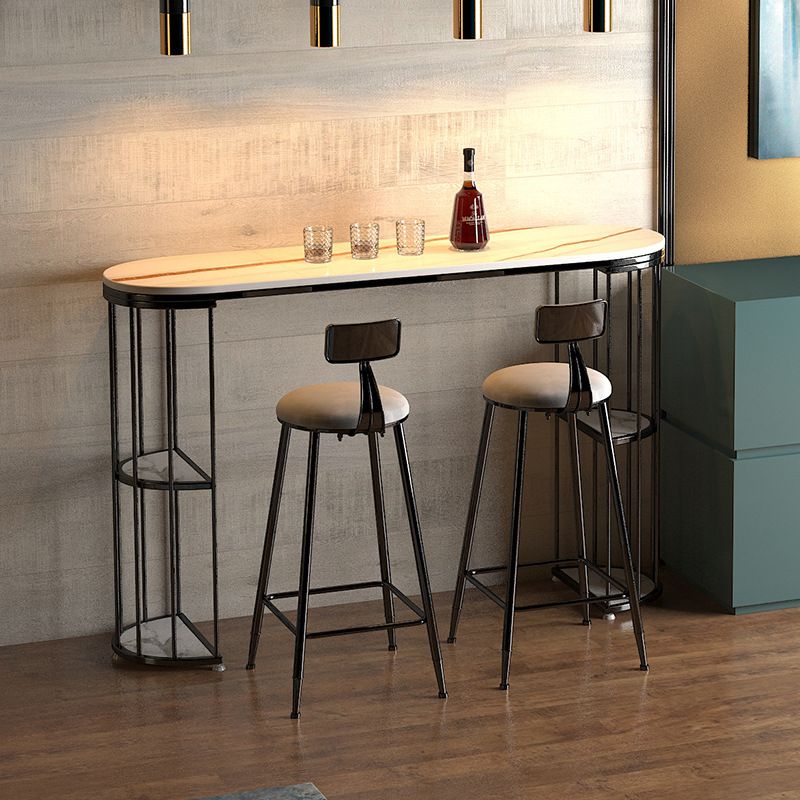 Glam Oval Bar Table Set 1/3 Pieces Stone Counter Table with Upholstered Stools Clearhalo 'Bar Furniture' 'furn' 'furn_home_bar_bar_sets' 'Furniture' 'Home Bars & Bar Sets' 'home_bar_bar_sets' 'Kitchen & Dining Furniture' 1200x1200_a53d0375-ce61-4f42-8e13-58bce3336031