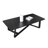 Cross Table Base Design Rectangular Slate Table Glam Style Coffee Table