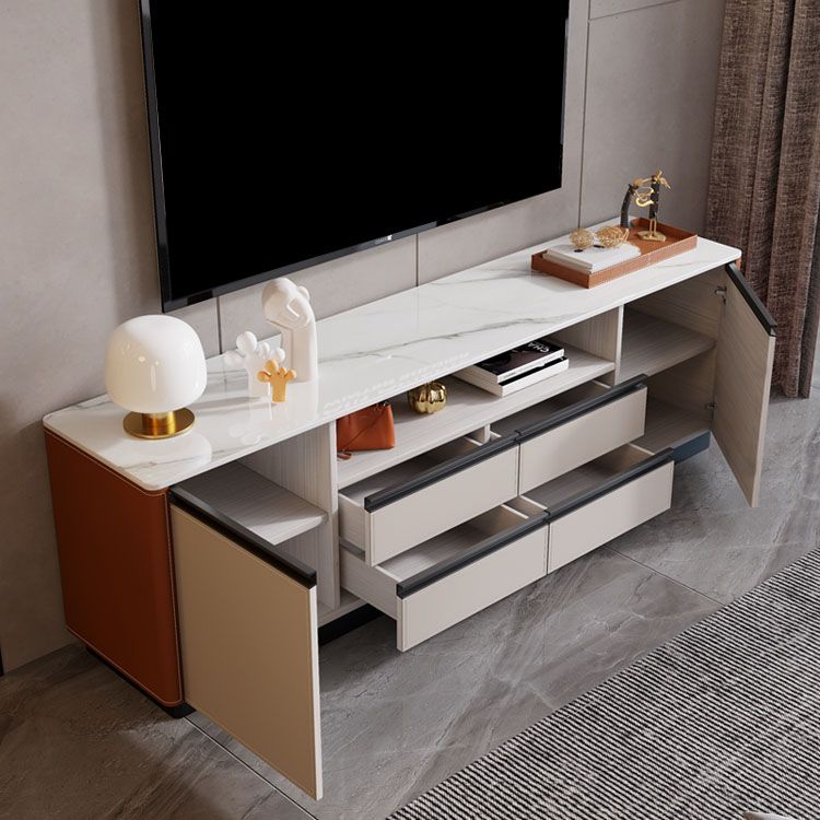 Stone Media Console Contemporary TV Media Stand with 4 Drawers Clearhalo 'furn' 'furn_tv_stands_entertainment_centers' 'Furniture' 'Living Room Furniture' 'TV Stands & Entertainment Centers' 'TV Stands & Media Storage Furniture' 'tv_stands_entertainment_centers' 1200x1200_a53ed136-4dfb-4a8f-97f6-f2c83e3be647