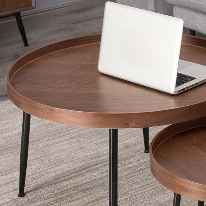 Tray Top Solid Wood Coffee Table Round Single Cocktail Table in Brown Clearhalo 'Coffee & Accent Tables' 'Coffee Tables' 'coffee_tables' 'furn' 'furn_coffee_tables' 'Furniture' 'Living Room Furniture' 1200x1200_a53f7e05-0949-4dc5-a89f-6d1dfb23e229