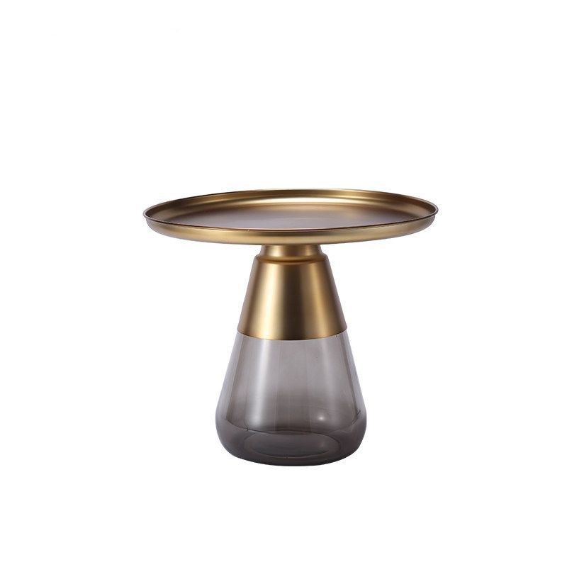 Mid-century Modern Style Round Metal Table with Glass Monopod Base Coffee Table Clearhalo 'Coffee & Accent Tables' 'Coffee Tables' 'coffee_tables' 'furn' 'furn_coffee_tables' 'Furniture' 'Living Room Furniture' 1200x1200_a54255a6-8e4e-437d-8fc0-a592f53471c5