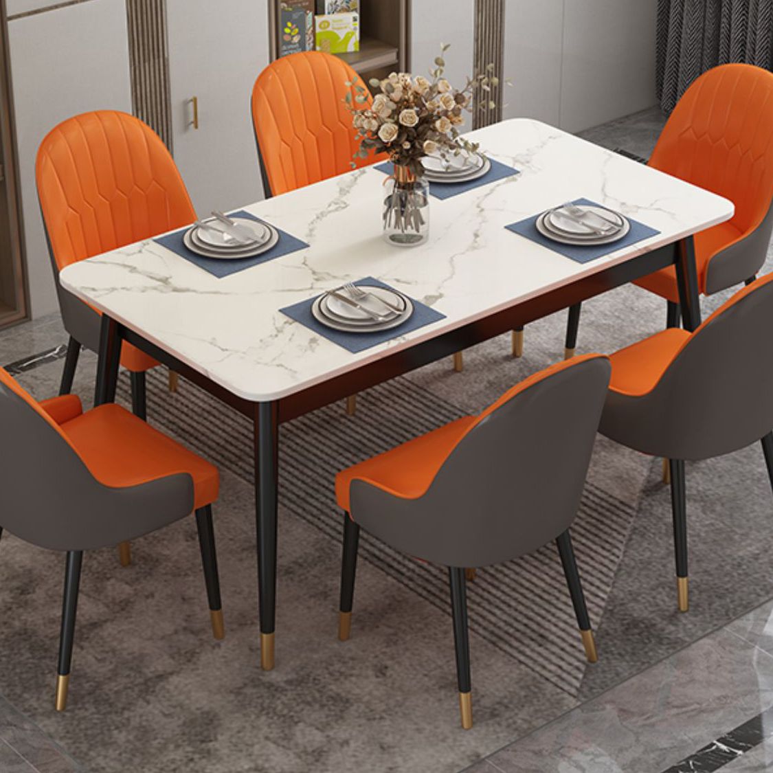 Modern Style Sintered Stone Dining Table White Rectangle Table with Metal Base for Home Use Clearhalo ' dining_table' 'Dining Tables & Seating' 'Dining Tables' 'furn' 'furn_dining_table' 'Furniture' 'furniture_dining_table' 'Kitchen & Dining Furniture' 'kitchen&dining_furn' 'kitchen' 'kitchen_dining_table' 1200x1200_a5441c06-3392-410d-aaef-38a05e388ca2