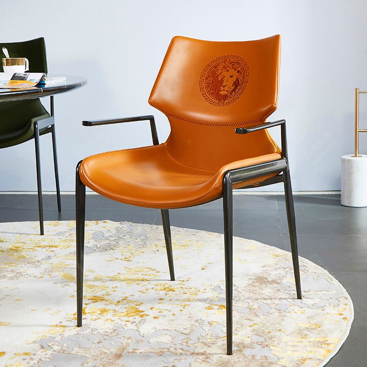 Home Upholstered Arm Dining Chair Faux Leather Wingback Chair Clearhalo 'Dining Chairs' 'Dining Tables & Seating' 'dining_chair' 'furn' 'furn_dining_chair' 'Furniture' 'Kitchen & Dining Furniture' 1200x1200_a545959c-f47f-406f-a056-67188e46c960