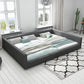 Contemporary Grey Genuine Leather and Wood Standard Bed for Bedroom
