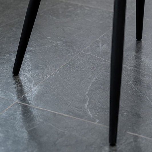 Sillas de comedor tapizadas contemporáneas de cuero y metal lateral de cuero y metal