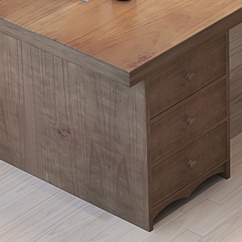 Moderne massive Holz -Büro -Schreibtisch Rechteck Task Schreibtisch mit Schubladen und Regalen