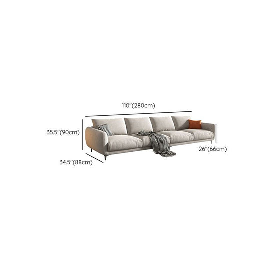 Beige Contemporary Seating with Pillows Square Arm Sofa for Living Room