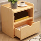 Scandinavian Pine Accent Table Nightstand 20" Tall with Drawer