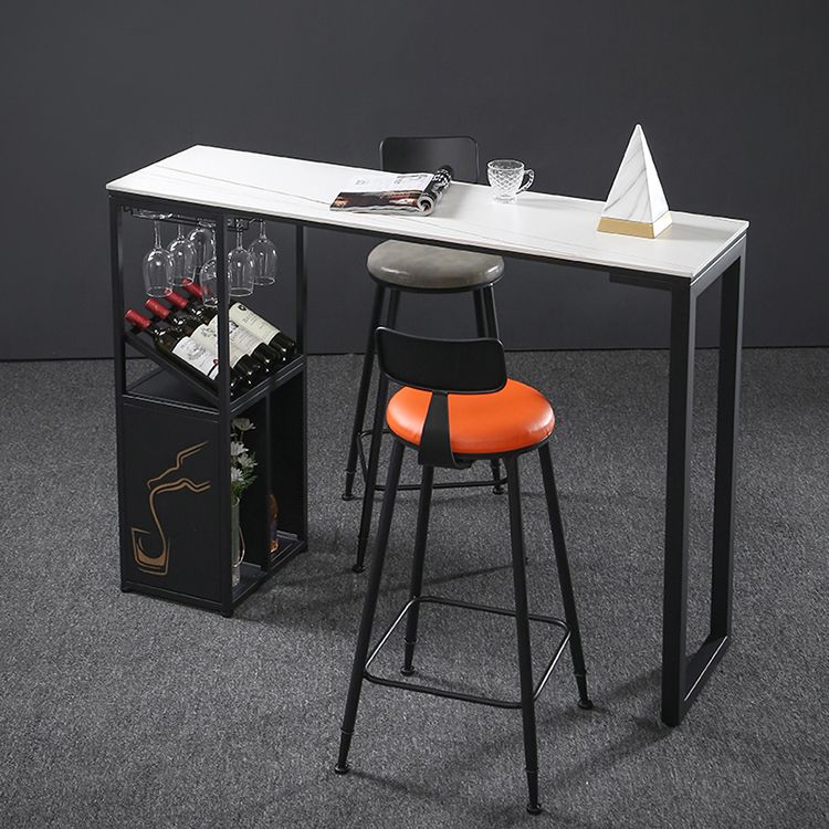 Modern Marble Pub Table with Rectangle Table Top Double Pedestal Table - 42" H Clearhalo 'Bar Furniture' 'Bar Tables' 'bar_tables' 'furn' 'furn_bar_tables' 'Furniture' 'furniture_bar_tables' 'Kitchen & Dining Furniture' 1200x1200_a547f9b7-feec-46ee-83a2-b27cad2f0153