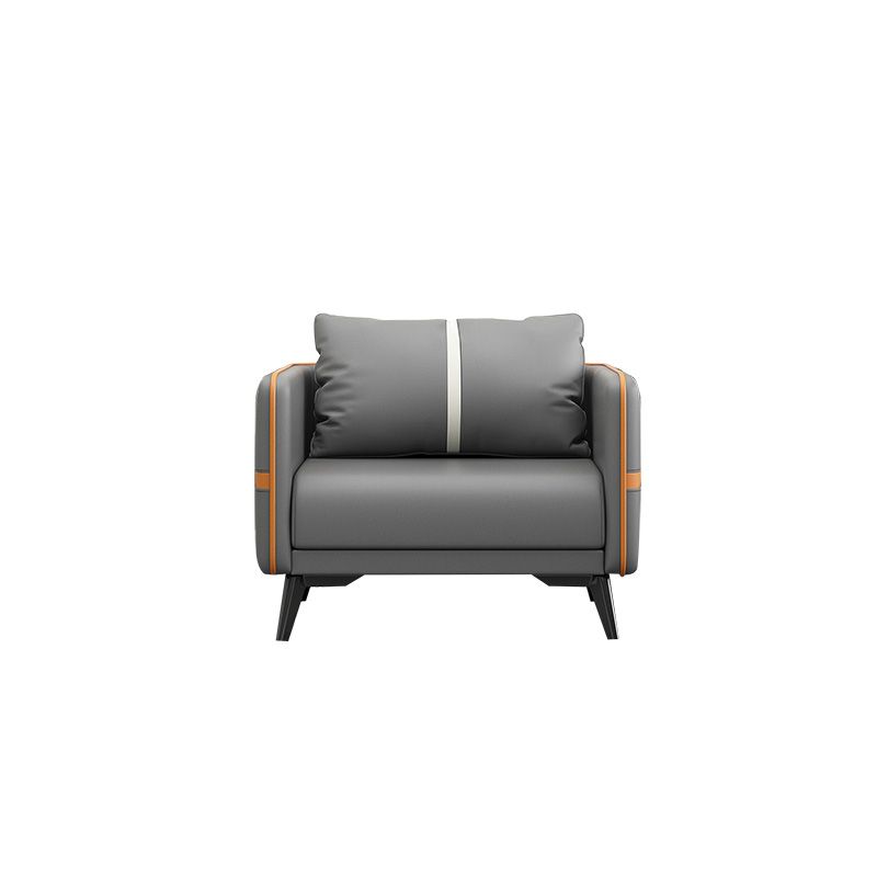 Zeitgenössisches graues Sofa Kunstleder -Quadratarmof Sofa mit Kissen