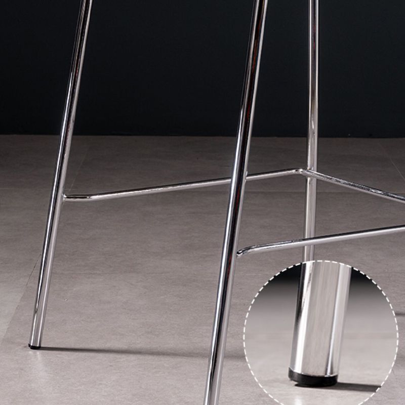 Contemporary Solid Wood Backrest Counter High Stool with Metal 4 Legs