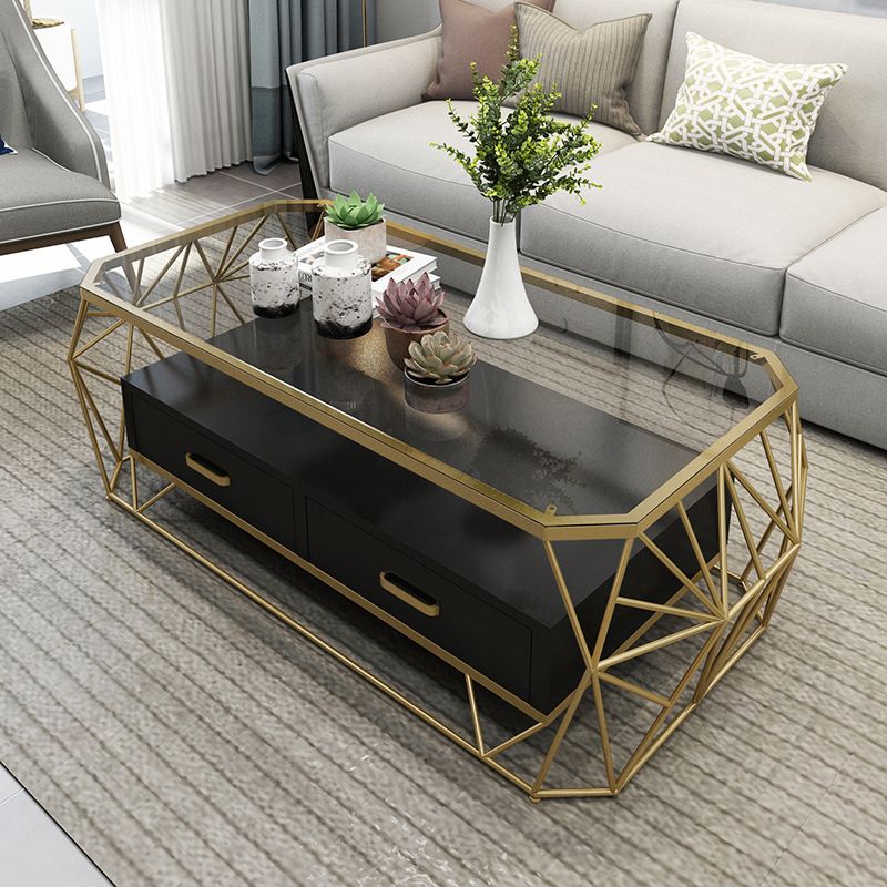 Cadre contemporain avec table basse rectangulaire simple à tiroir