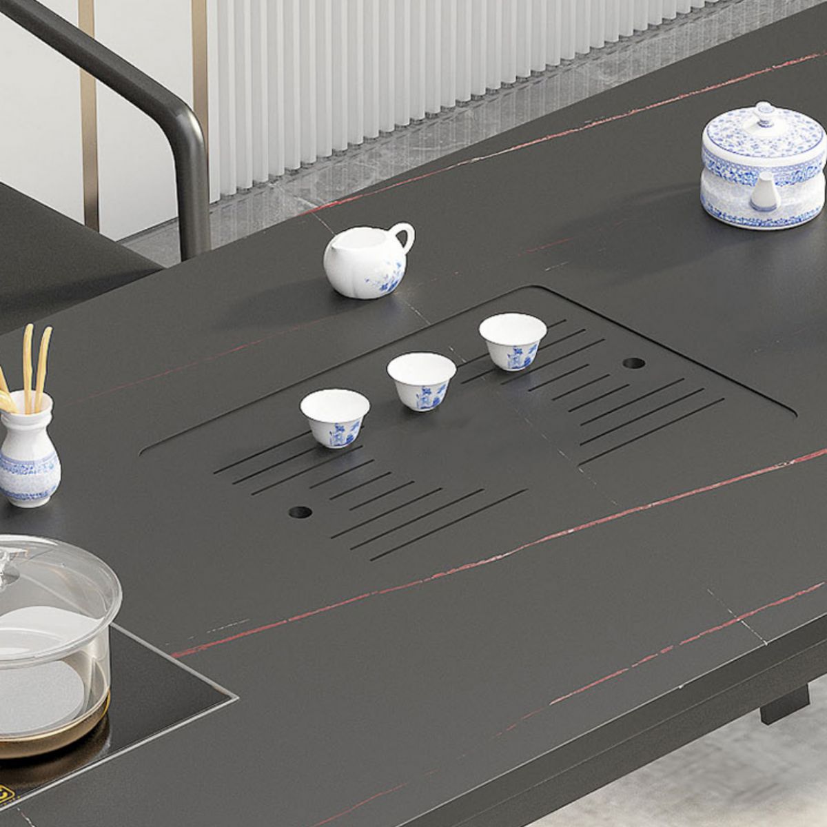 Metal Double Pedestal Table Modern Stone Top Rectangle Counter Dining Table Clearhalo 'Dining Tables & Seating' 'Dining Tables' 'dining_table' 'furn' 'furn_dining_table' 'Furniture' 'furniture_dining_table' 'Kitchen & Dining Furniture' 'kitchen' 'kitchen_dining_table' 1200x1200_a54e4466-47c0-4aa4-8a66-a825413041cc