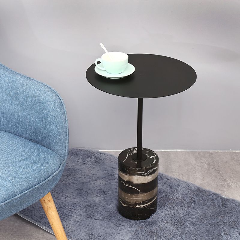 23.62 inch Tall Pedestal Side Table Metal and Marble Side End Table