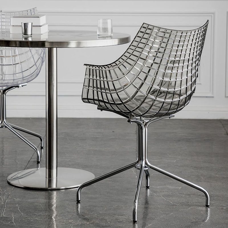 Contemporary Style Dining Chairs Arm Chairs for Kitchen with Metal Legs