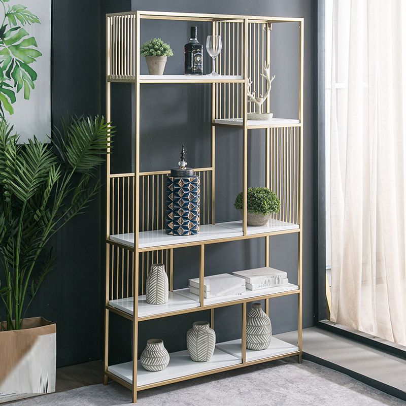 Glam Vertical Open Book Shelf Metal Etagere Shelf Bookcase for Office Clearhalo 'Bookcases' 'furn' 'furn_bookcases' 'Furniture' 'Office Furniture' 1200x1200_a5506d78-5aaa-4148-89ef-27eddd087c71