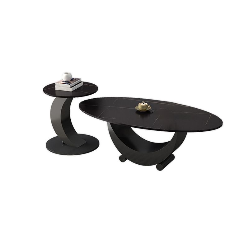 2 Piece Nesting Tables Oval Minimalist Modern Coffee Table Set Clearhalo 'Coffee & Accent Tables' 'Coffee Tables' 'coffee_tables' 'furn' 'furn_coffee_tables' 'Furniture' 'Living Room Furniture' 1200x1200_a5511f77-6de1-4462-80c7-24e0c3053950