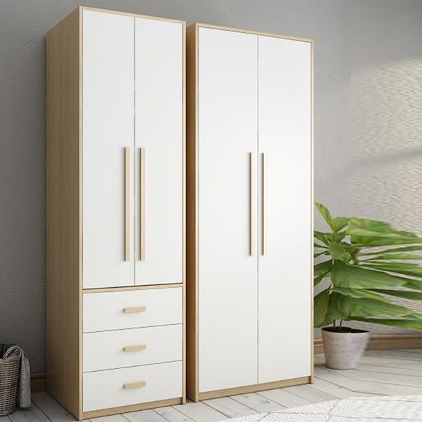 Hinged Wardrobe Armoire with Garment Rod Modern Wardrobe Cabinet