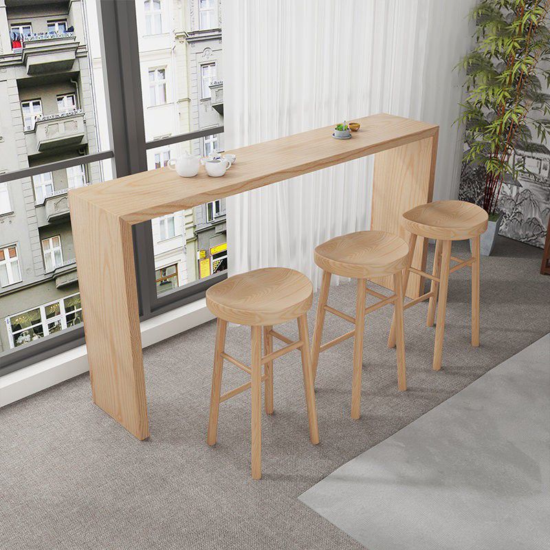 Natuurlijk dennenhoutbistro -tafel met dubbele voetstuk voor thuis