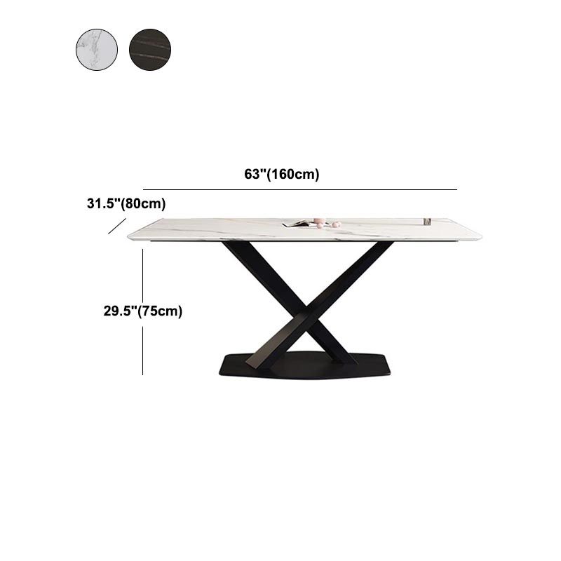 Contemporary Stone Dining Table Rectangle Dining Table with Pedestal Base in Black Clearhalo 'Dining Tables & Seating' 'Dining Tables' 'dining_table' 'furn' 'furn_dining_table' 'Furniture' 'furniture_dining_table' 'Kitchen & Dining Furniture' 'kitchen' 'kitchen_dining_table' 1200x1200_a552bbf6-fb36-427e-86ce-a10e198778d3