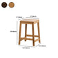 Contemporary Wood Stool Backrest Backless Bamboo Counter Stool with 4 Legs