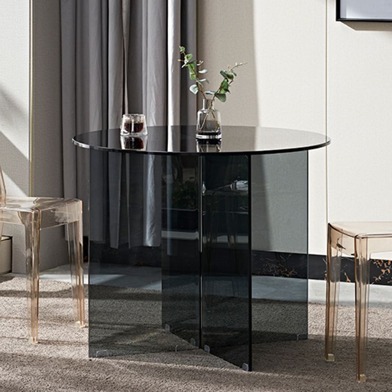 Contemporary Round Dining Room Table Tempered Glass Table with Pedestal Base Clearhalo ' dining_table' 'Dining Tables & Seating' 'Dining Tables' 'furn' 'furn_dining_table' 'Furniture' 'furniture_dining_table' 'Kitchen & Dining Furniture' 'kitchen&dining_furn' 'kitchen' 'kitchen_dining_table' 1200x1200_a553cdab-0016-4634-a111-93f1653579c2