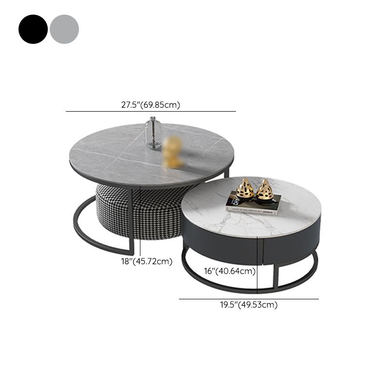 Round Nesting Coffee Table Set Frame Modern Coffee Table with Storage Clearhalo 'Coffee & Accent Tables' 'Coffee Tables' 'coffee_tables' 'furn' 'furn_coffee_tables' 'Furniture' 'Living Room Furniture' 1200x1200_a5542437-01e5-411a-acde-c9cbd5db53ac