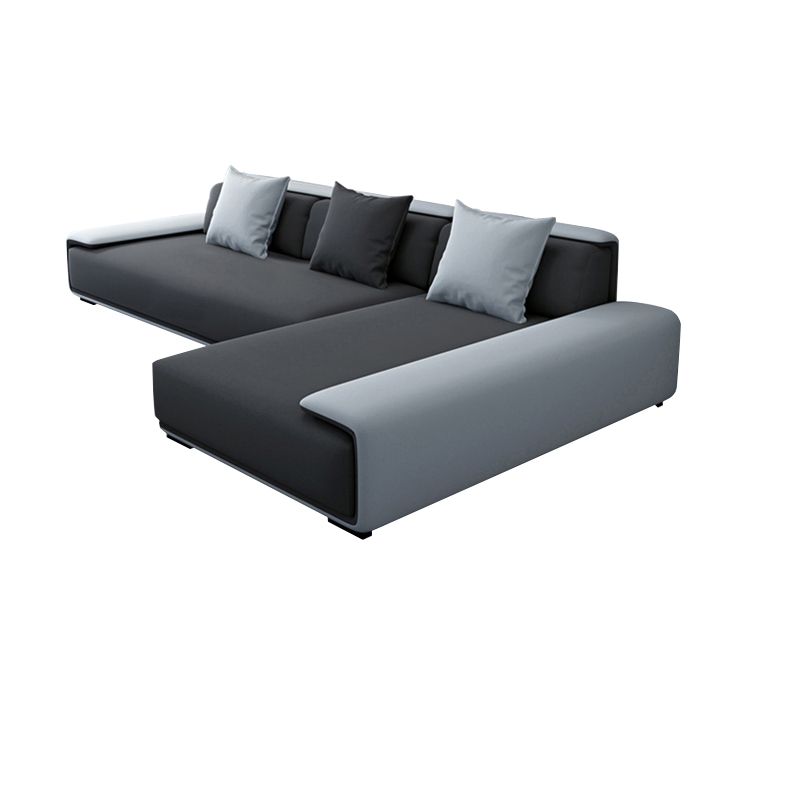 Dark Grey Modular Sectional with Square and Pillow Back Cushion Clearhalo 'furn' 'furn_sectionals' 'Furniture' 'furniture_sectionals' 'kitchen' 'kitchen_sectionals' 'Living Room Furniture' 'Sectionals' 1200x1200_a554f0a8-9364-4c8f-8ee9-ce2eaf4f42ad
